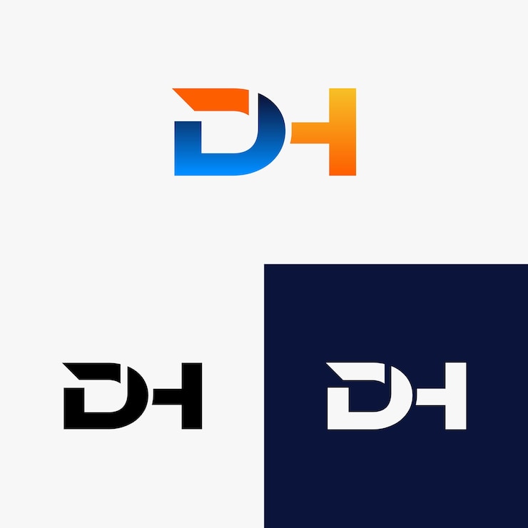Vetor logotipo inicial dh com estilo gradiente colorido