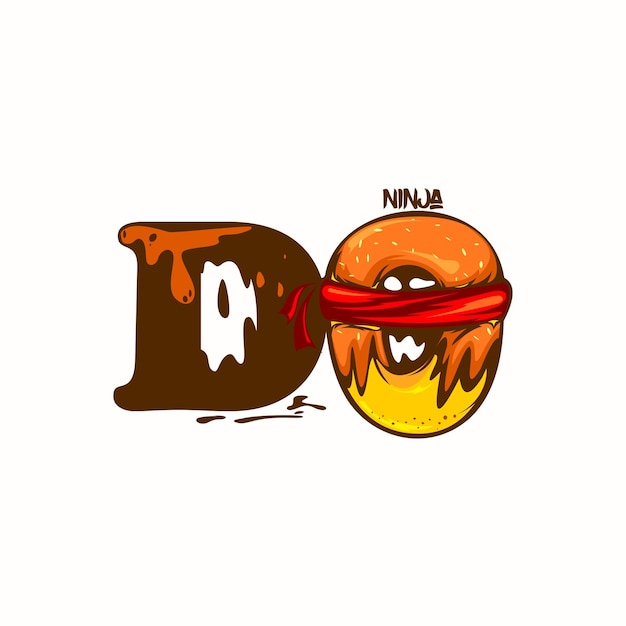 Logotipo inicial do conceito de rosquinha ninja