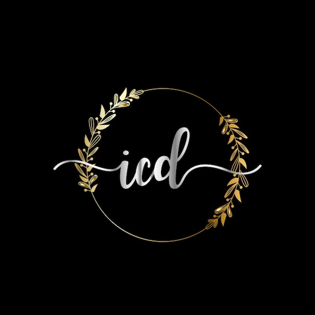 Vetor logotipo inicial do icd para evento de celebração, casamento, cartão de felicitações, convite modelo vetorial