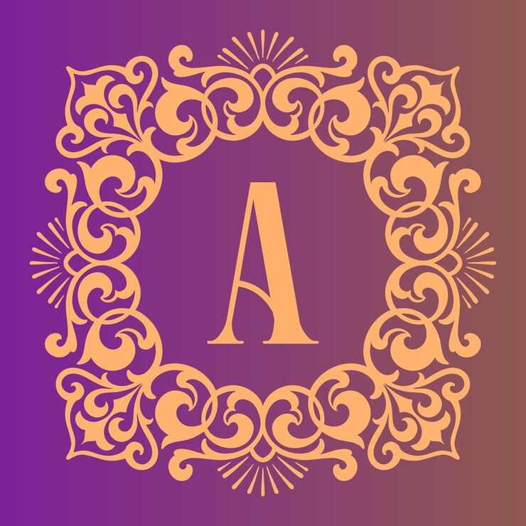 Vetor logotipo inicial envolto em ornamentos com uma visão vintage