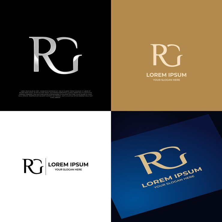 Vetor logotipo inicial rg letras tipografia moderna