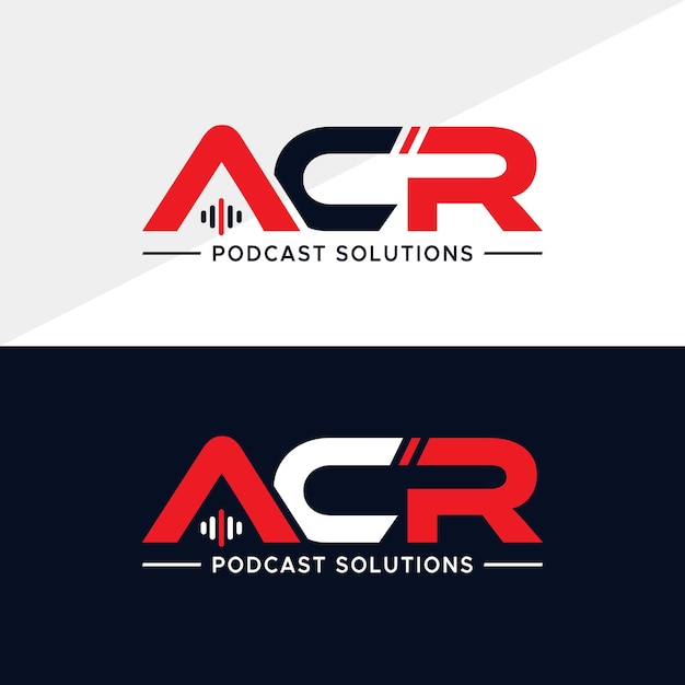 Vetor logotipo letter acr podcast perfeito para gravação de logotipo de estúdio