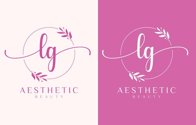 Logotipo lg letter beauty com ornamento florescente