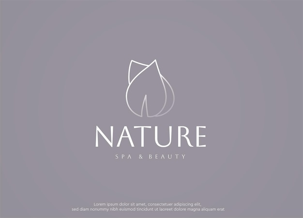 Logotipo luxuoso do produto cosmético do salão de beleza dos termas da folha da natureza
