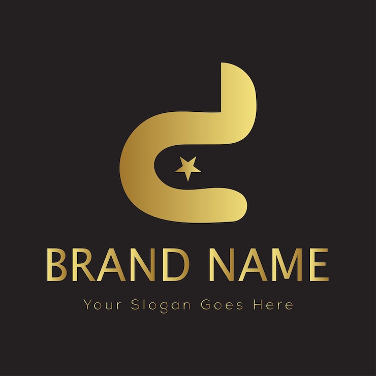 Vetor logotipo luxury gold letter d com estrela