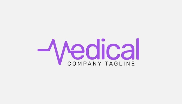 Logotipo médico da letra m com batimento cardíaco ecg tipográfico incorporado no vetor inicial da letra m