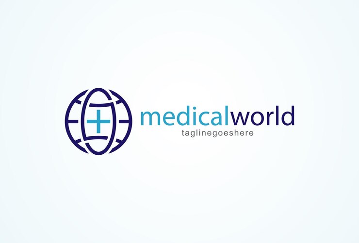 Logotipo médico Globo com cruz médica dentro de elemento de modelo de design do logotipo da cruz