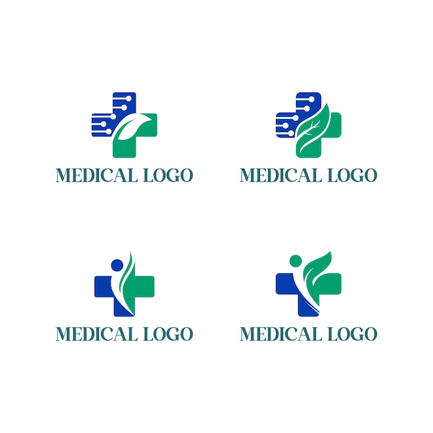 Vetor logotipo médico moderno de cuidados de saúde