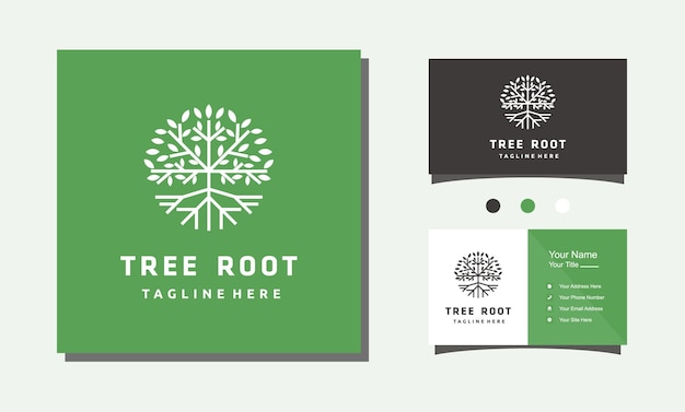 Logotipo minimalista da árvore do círculo isolado em uma inspiração de design de logotipo de fundo verde