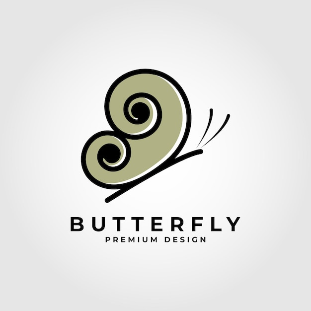 Logotipo minimalista da borboleta ilustração vetorial de design de arte de linha de qualidade premium