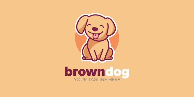 Logotipo minimalista e fofo de cachorro marrom eleve sua marca ou loja de animais de estimação com este design vetorial distinto