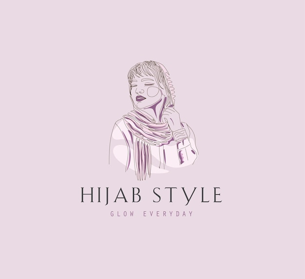 Logotipo mínimo da arte em linha de hijab