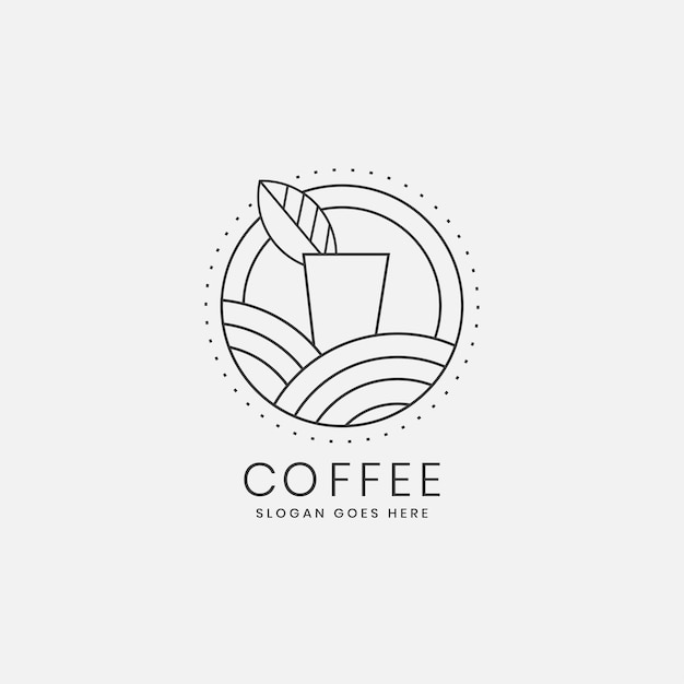 Logotipo mínimo de arte de linha simbólica de café