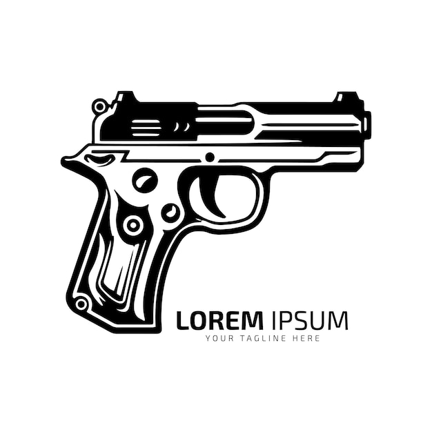 Logotipo mínimo e abstrato do design de silhueta vetorial de pistola de ícone de arma