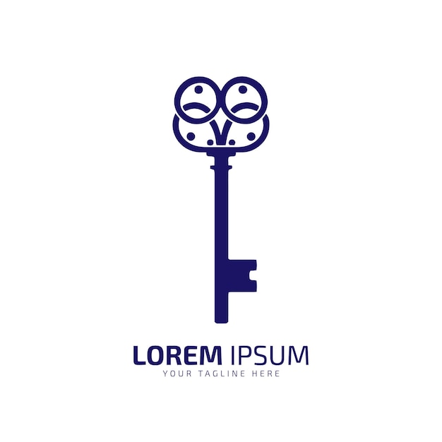 Logotipo mínimo e abstrato do ícone da chave do vetor chave silhueta da chave em casa design de modelo isolado melhor e chave de design antiga
