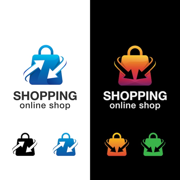 Logotipo, modelo da loja online de sacola de compras