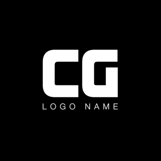 Vetor logotipo moderno da letra cg na cor preto e branco