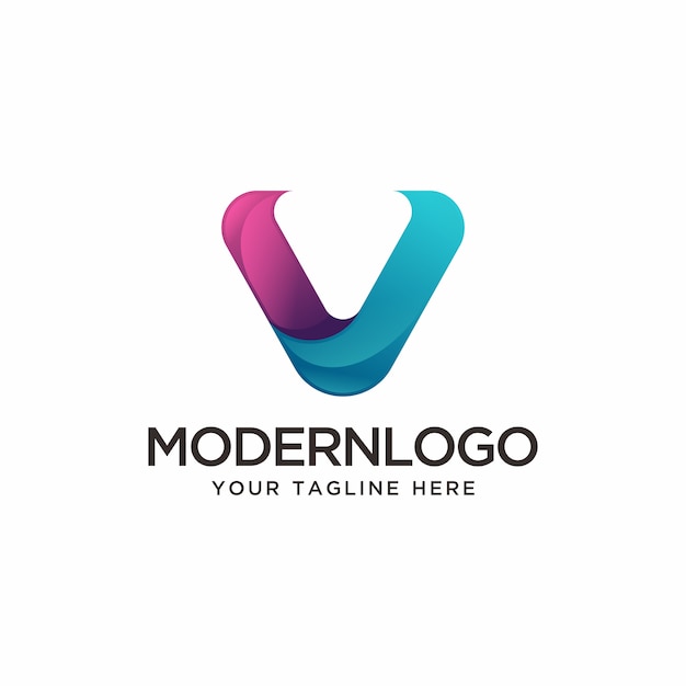 Vetor logotipo moderno da letra v