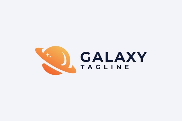 Logotipo moderno de planeta da galáxia com gradiente laranja único