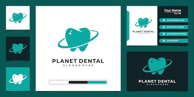 Vetor logotipo moderno de uma clínica dentária e design de cartão de visita