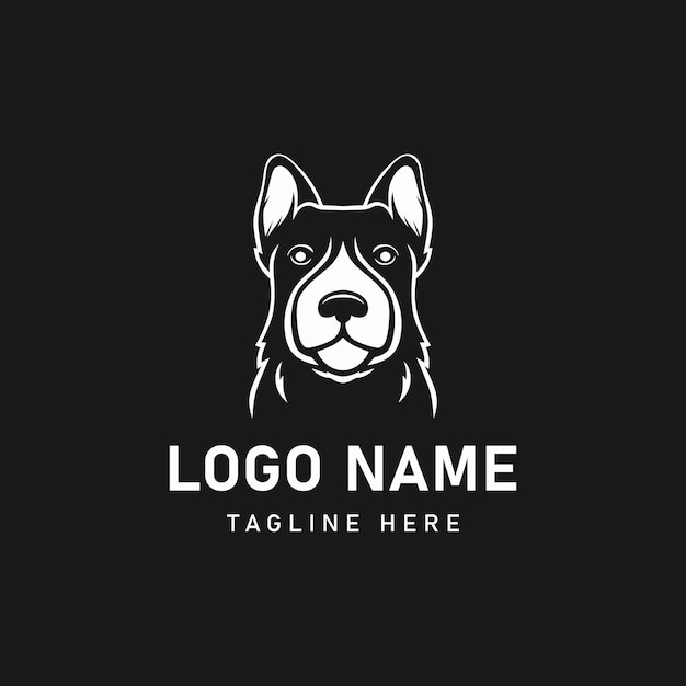 Logotipo monocromático com cabeça de cão e texto para fins de marca