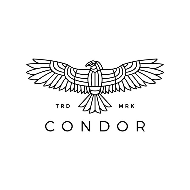 Logotipo monoline do pássaro águia da condor