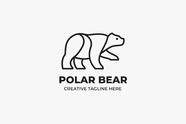 Logotipo Monoline do Urso Polar Branco