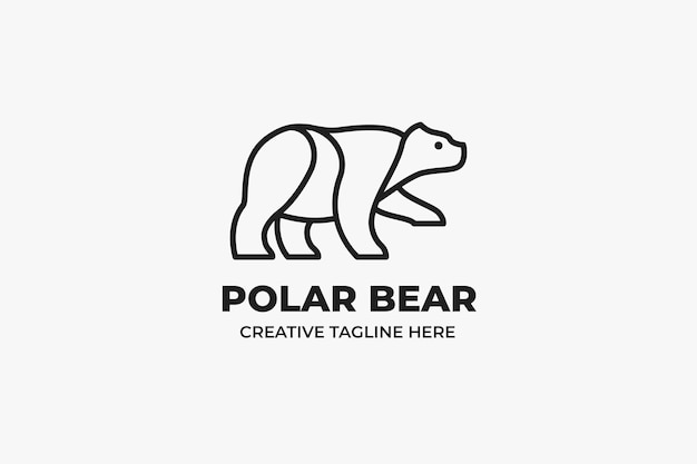 Logotipo monoline do urso polar branco