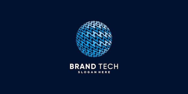 Logotipo mundial com conceito de tecnologia moderna criativa premium vector parte 1
