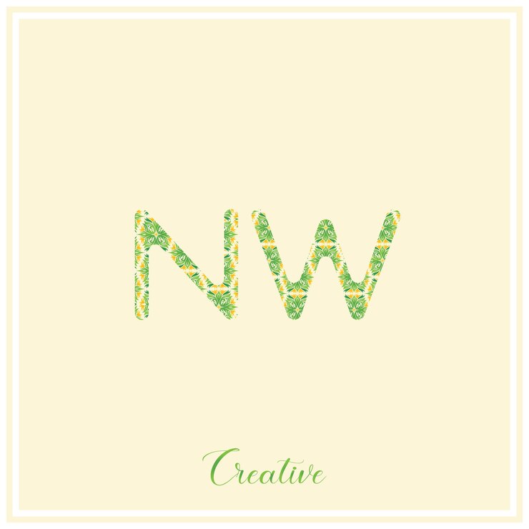 Vetor logotipo n. w. verde natural logotipo posterior desenho de logotipo ilustração vetorial logotipo criativo logotipo mínimo monograma