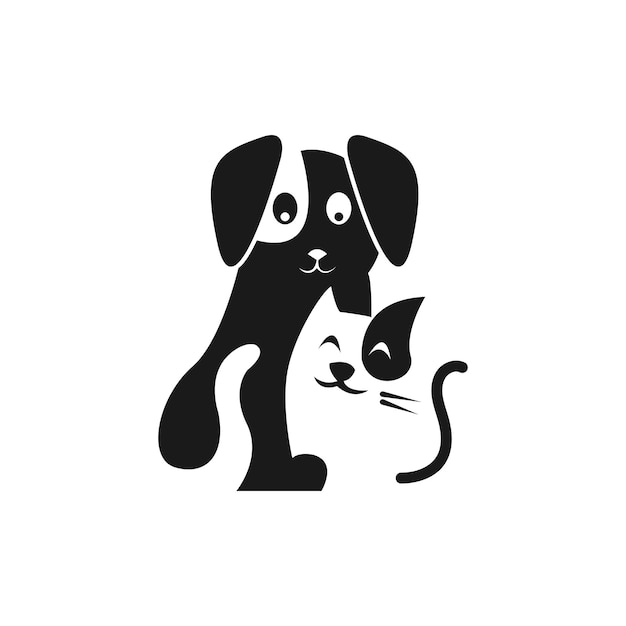Logótipo negativo de cão e gato