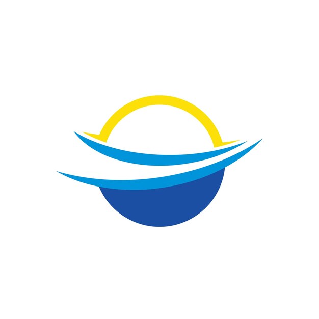 Logotipo ocean wave círculo onda e símbolo do sol contorno logotipo minimalista