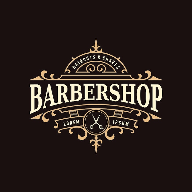 Logotipo ornamental vintage da barbearia