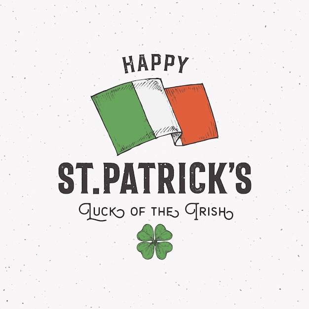 Logotipo ou etiqueta do dia de saint patricks em estilo vintage