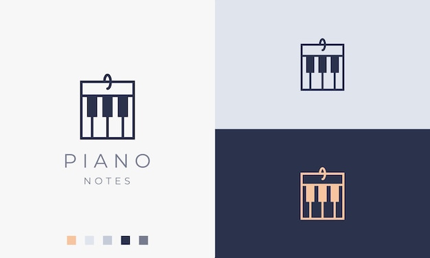 Logotipo ou ícone de nota de piano simples e moderno