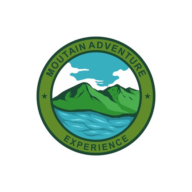 Vetor logotipo ou símbolo de aventura de montanha e mar