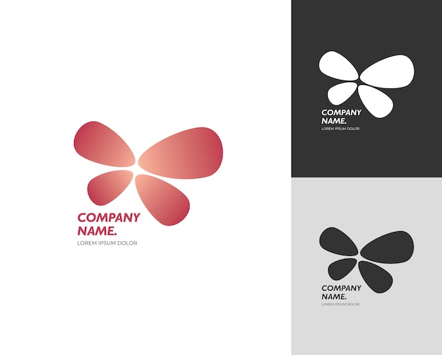 Logotipo ou símbolo de borboleta de beleza rosa