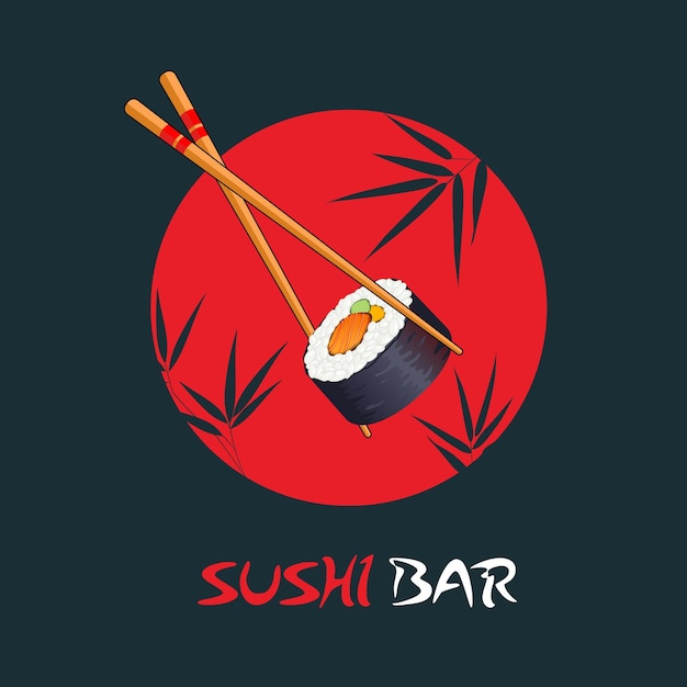 Logotipo para bares de sushi Roll on sticks