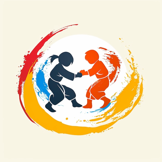 Vetor logotipo para curso de artes marciais para crianças design de jogos