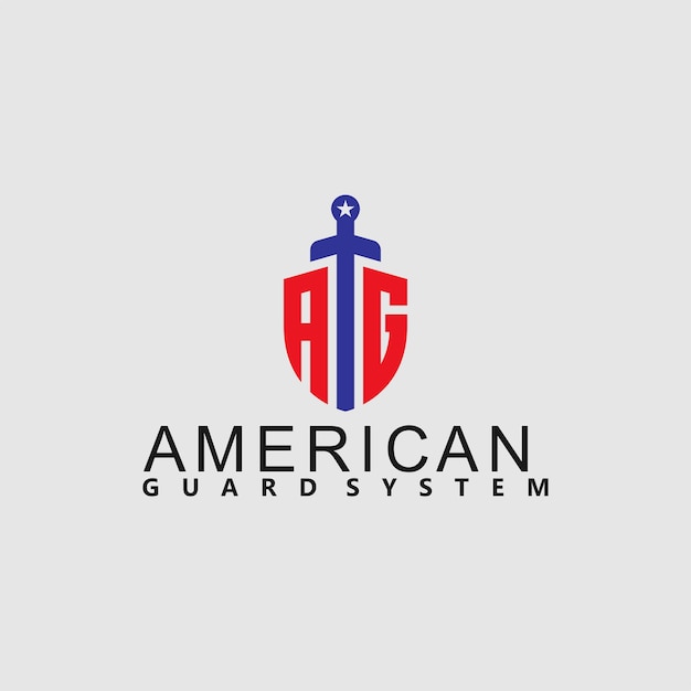 Vetor logotipo para uma empresa militar que diz sistema de guardas americanos.