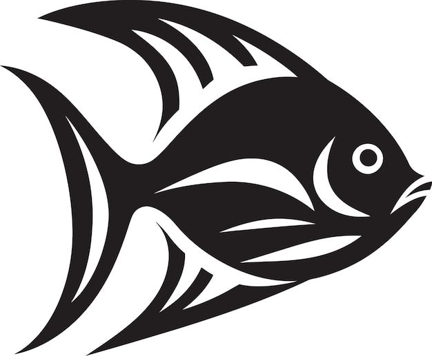 Logotipo preto encanto angelfish iconografia vector elegança angelfish emblema preto