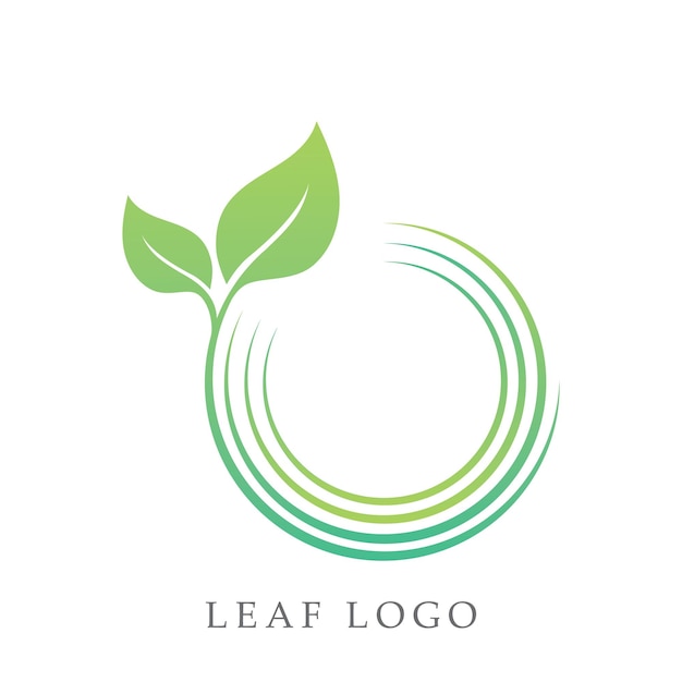 Logotipo redondo de folhas verdes