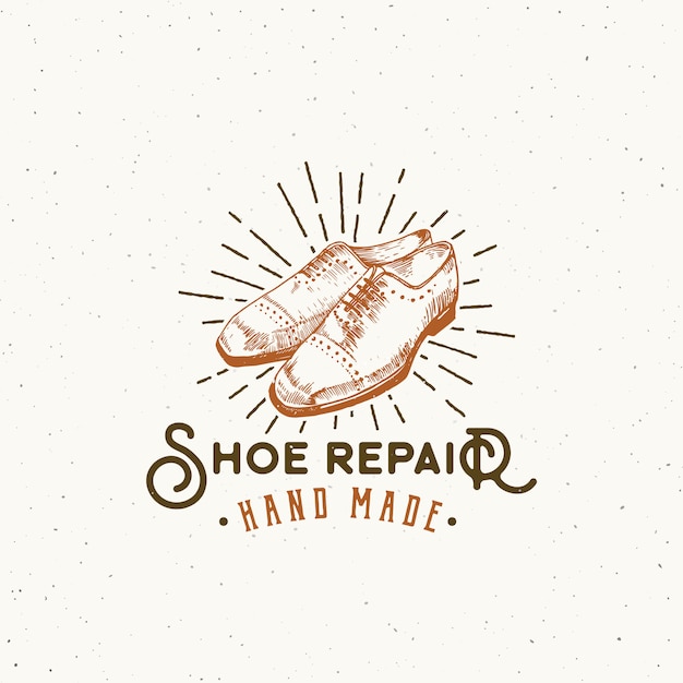 Logotipo retrô de reparação de sapatos