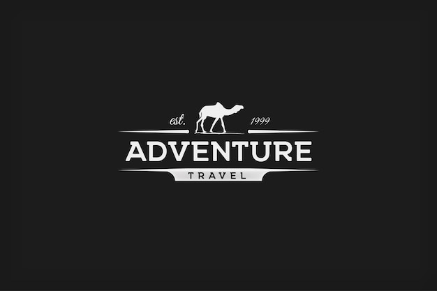 Logotipo retrô do conceito de viagens de aventura de camelo
