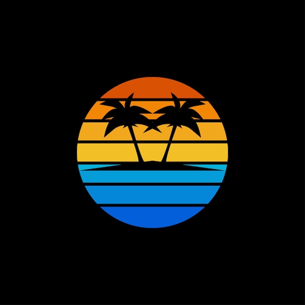 Logotipo retrô Sunset Beach perfeito para camisetas