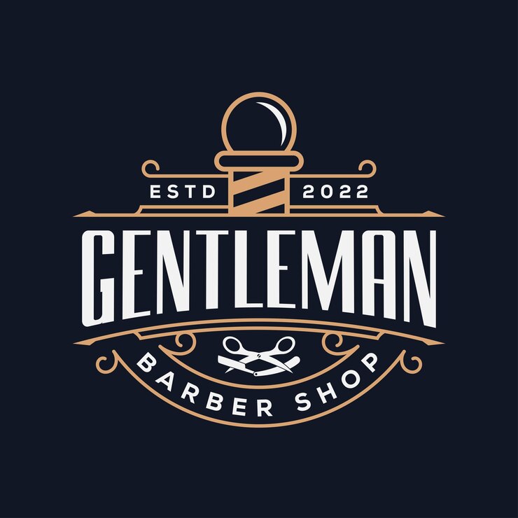 Vetor logotipo retrô vintage da gentleman barbershop