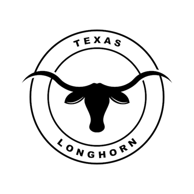 Vetor logotipo retrô vintage de gado de touro ocidental do texas longhorn country