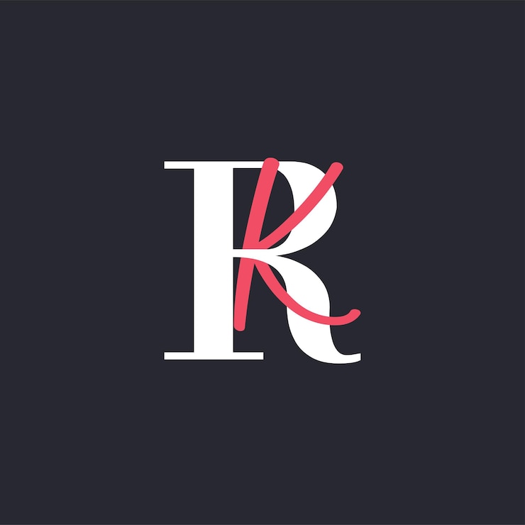 Vetor logotipo rk letras perfeitamente misturadas iniciais rk design de logotipo de letras