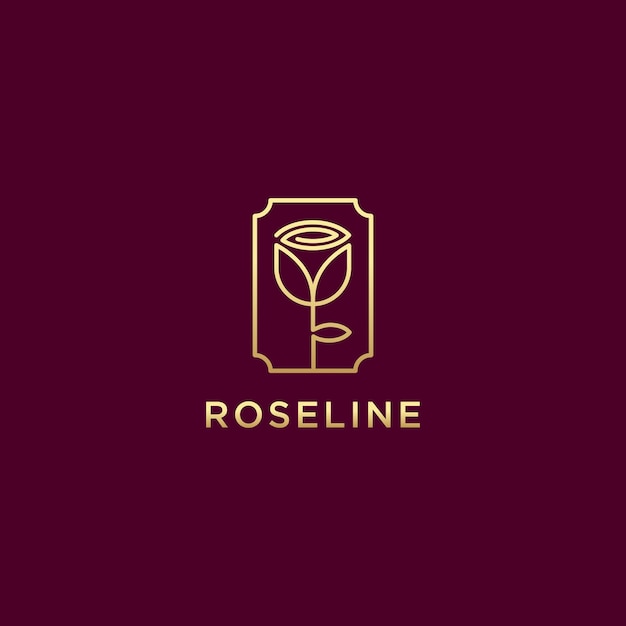 Logotipo Roseline com uma rosa dourada e estilo minimalista