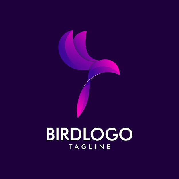 Logotipo roxo premium de pássaro